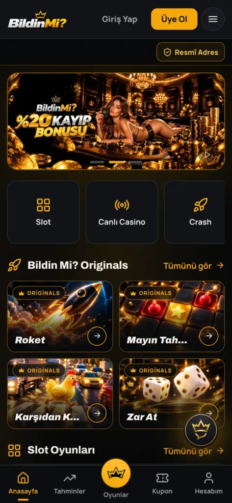 Resmî Adresler sayfasının mobil görünümü